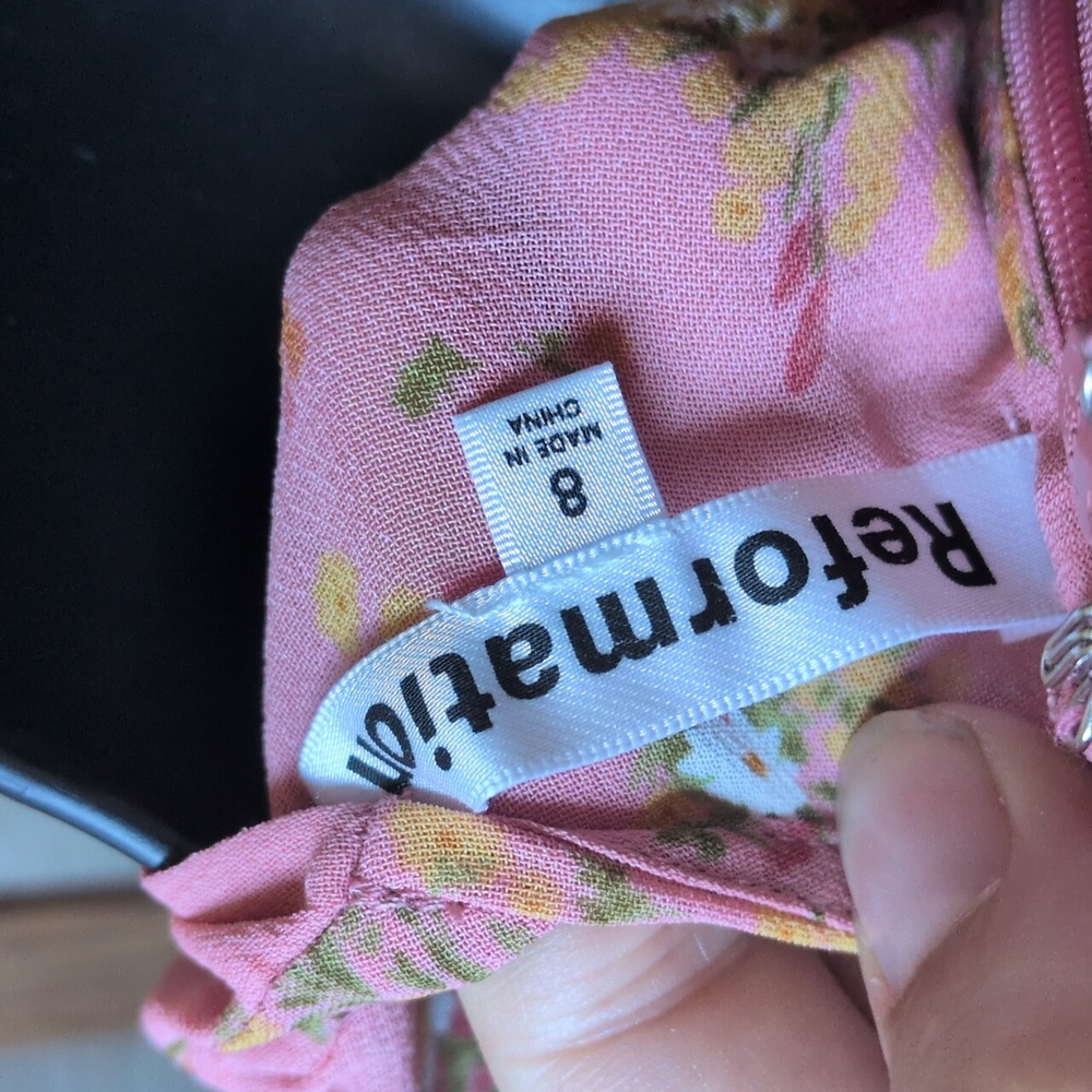 ✨ Reformation Mya Mini Dress In Pink Floral Size 8 - Picture 7 of 8